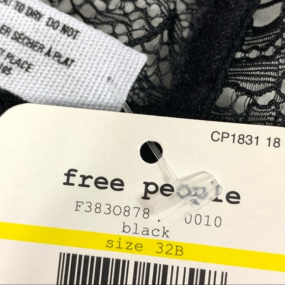 NWT Free People Black Bra Lace Plunge Size 32B - Picture 5 of 11